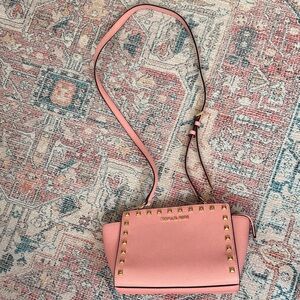 Michael Kors Pink Crossbody Bag with Gold Studs